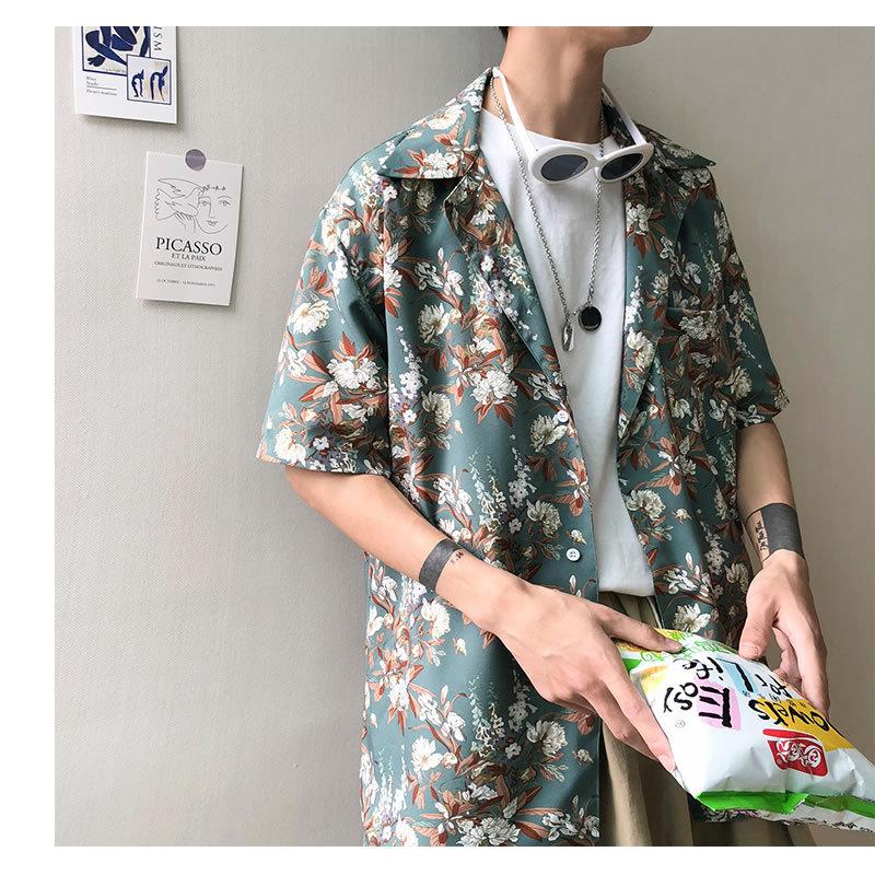 韓国 ファッション メンズ 花柄 アロハ 半袖 シャツ ショートスリーブ 柄シャツ カジュアルシャツ ビッグシルエット モードストリート ストリート系 ゆったり Bxcsn54 吉祥三宝 通販 Yahoo ショッピング