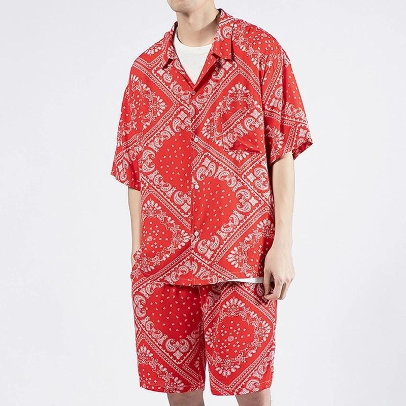 ペイズリー柄 セットアップ メンズ 夏物 B系 上下セット ペーズリー柄 ペイズリー ショーツ ペーズリー 半袖シャツ ハーフパンツ バンダナ 涼しい バンダナ柄 最大57 オフ
