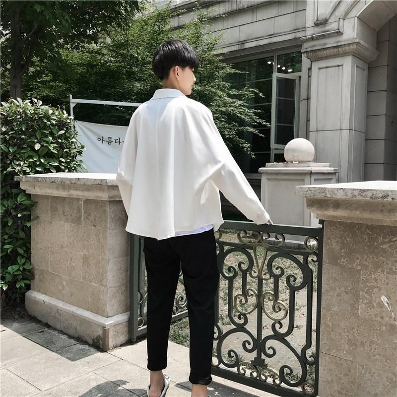 韓国 ファッション メンズ シャツ メンズ 長袖 無地 カジュアルシャツ 韓流 K Pop ビッグシルエット ユルい ダボッと モード系 ゆったり 長袖 シャツ Huwai312 吉祥三宝 通販 Yahoo ショッピング