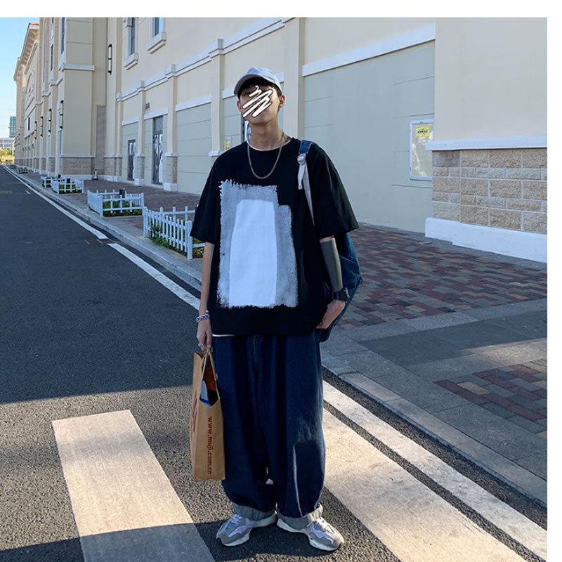 ゆったり アートプリントtシャツ 韓国 ファッション メンズ ショート スリーブ メンズ ストリート カジュアル メンズ 春 秋 夏 個性 大きいサイズ Huwai367 吉祥三宝 通販 Yahoo ショッピング