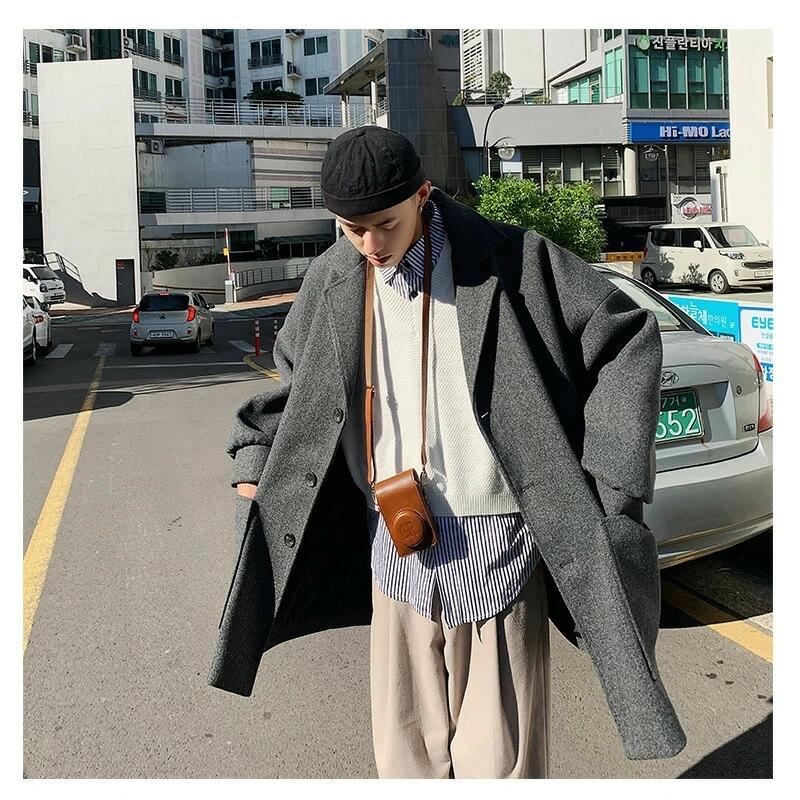 韓国 ファッション ゆったり コート メンズ ロングコート ビッグシルエット オーバーコート メンズ チェスターコート ロング丈ジャケット ゆったり 秋冬 冬物 Huwai786 吉祥三宝 通販 Yahoo ショッピング