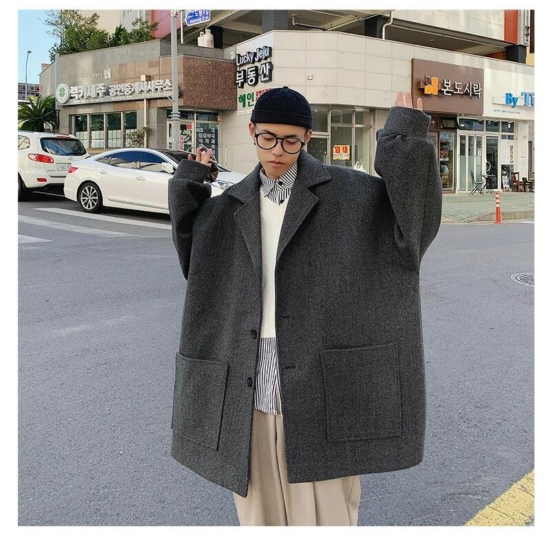 韓国 ファッション ゆったり コート メンズ ロングコート ビッグシルエット オーバーコート メンズ チェスターコート ロング丈ジャケット ゆったり 秋冬 冬物 Huwai786 吉祥三宝 通販 Yahoo ショッピング