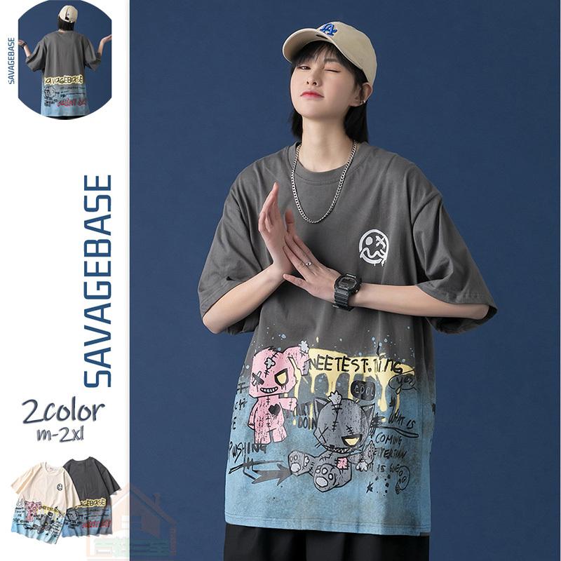 Tシャツ 短袖 カップル レディース メンズ 春夏 韓国ファッション 原宿風 男女兼用 落書き クマ柄 柔らかい お洒落 ゆったり 大きめ カジュアル トレンド Txn108 吉祥三宝 通販 Yahoo ショッピング