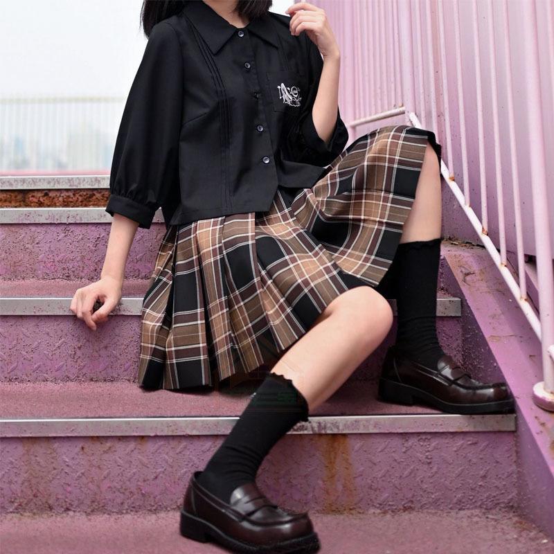 制服 スカート 43センチ丈 チェックスカート プリーツスカート S M L  