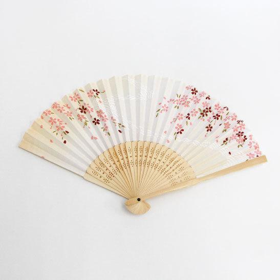 【未使用】京都 くろちく 麻100% のれん 扇子 末広 縁起物 和モダン 京都くろちく 扇子 レディース 女性用 花柄 桜 ピンク 京都和雑貨 花火