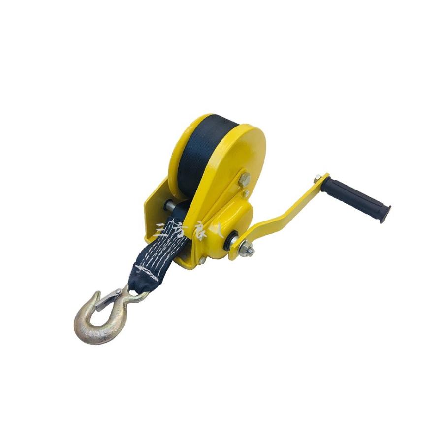 ハンドウインチ540kg オートブレーキ付 ナイロンベルト8m付 手動