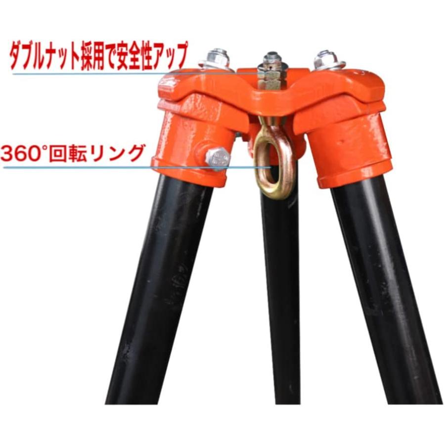 三方良し 三脚ヘッド 2t ブロックハンガー 定格荷重2000kg 適用支柱 48.6mm 三脚ハンガー 屋外 天井 吊るす 吊り上げ 吊り下げ チェーンブロック用 3脚ヘッド｜sanpouyosi-store｜03