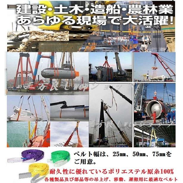 三方良し スリングベルト ベルト幅75mm 全長8m/ポリエステル強力 三方良し スリングベルト ベルト幅75mm 全長8m/ポリエステル強力