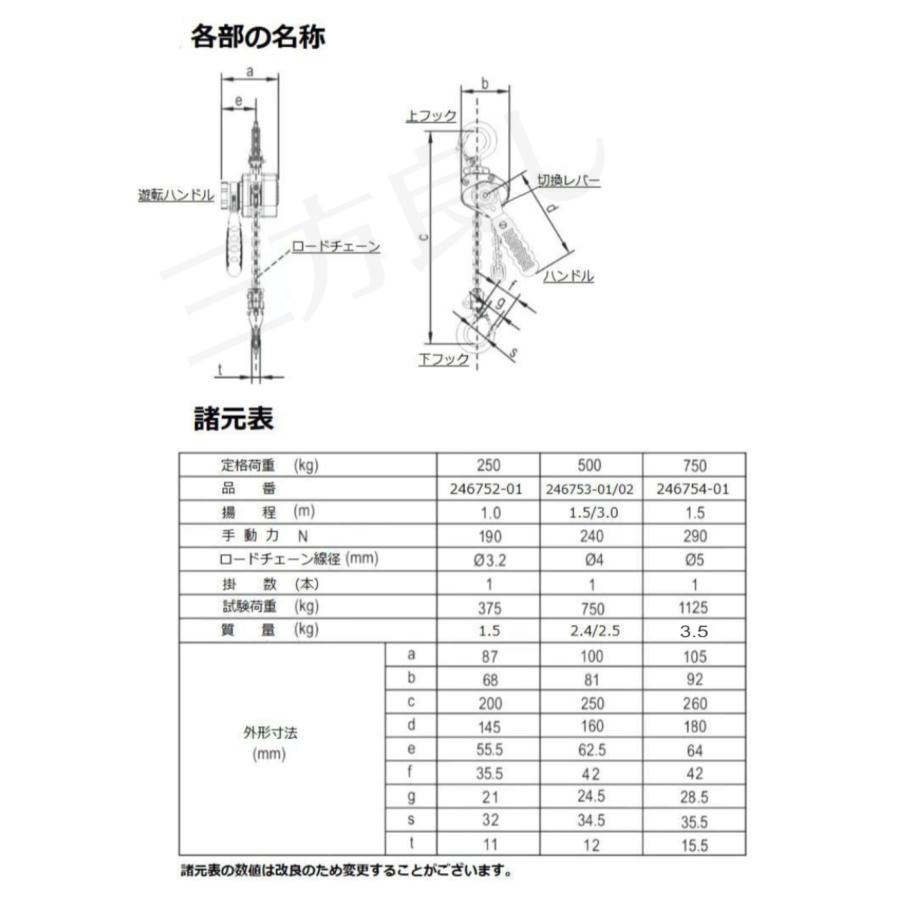 超小型軽量 アルミ合金鋼 レバーホイスト 750kg 0.75ton 1.5m 超小型軽量 アルミ合金鋼 レバーホイスト 750kg 0.75ton 1.5m