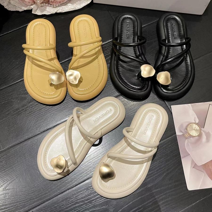 トングサンダル ローヒール ビーチサンダル スクエアトゥ ぺたんこ  