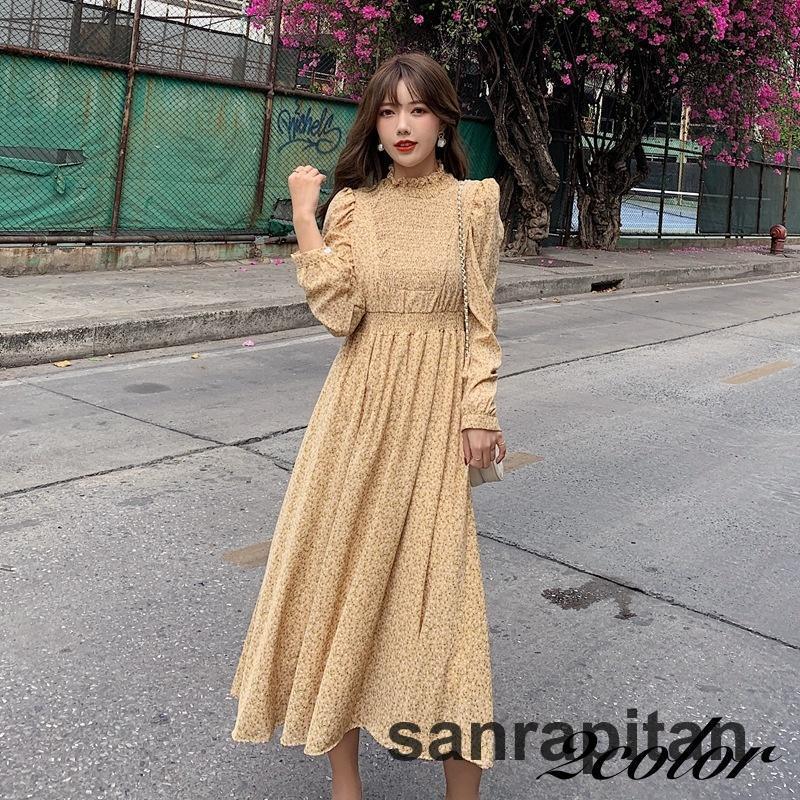 ワンピース Aライン ロング丈 レディース 女性 長袖 シフォン 