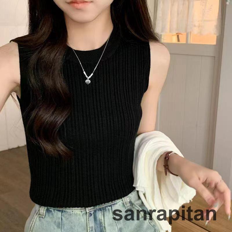 リブ編み ノースリーブ トップス 黒 リブ編み ブラック ノースリーブ トップス - メルカリ