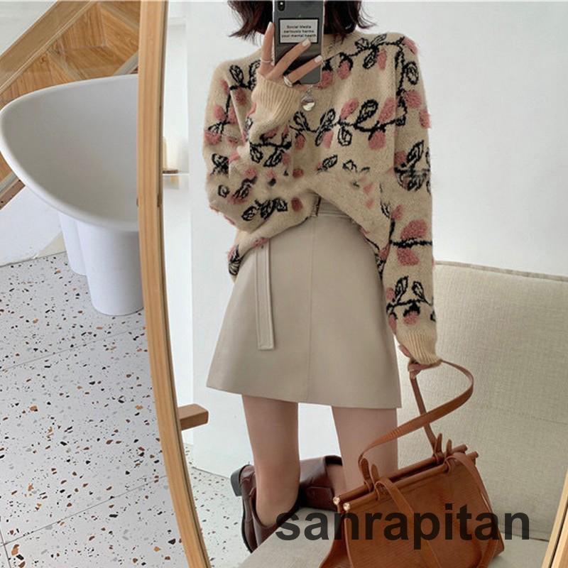 ニット セーター レディース 婦人服 トップス 長袖 ラウンドネック クルーネック サクランボ チェリー 木の実 柄入り おしゃれ かわいい ニット セーター レディース 婦人服 トップス 長袖 ラウンド