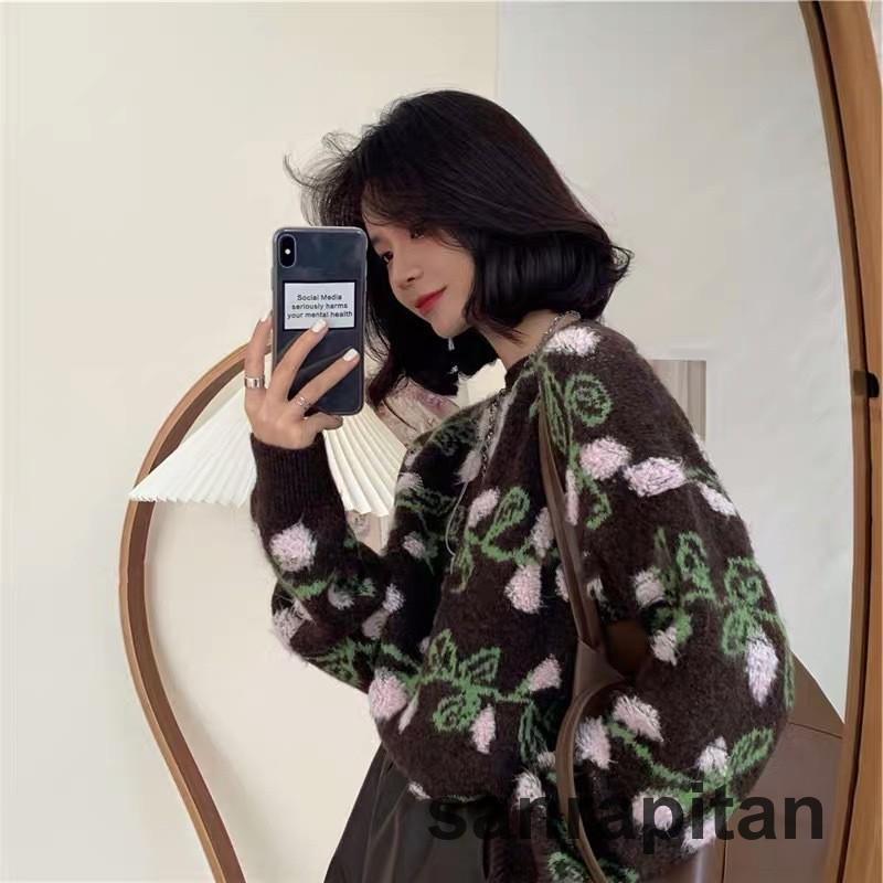 ニット セーター レディース 婦人服 トップス 長袖 ラウンドネック クルーネック サクランボ チェリー 木の実 柄入り おしゃれ かわいい ニット セーター レディース 婦人服 トップス 長袖 ラウンド