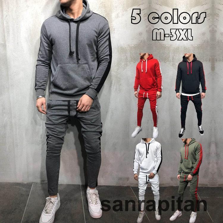 セットアップ メンズ スウェット ジャージ ジョガーパンツ パーカー  