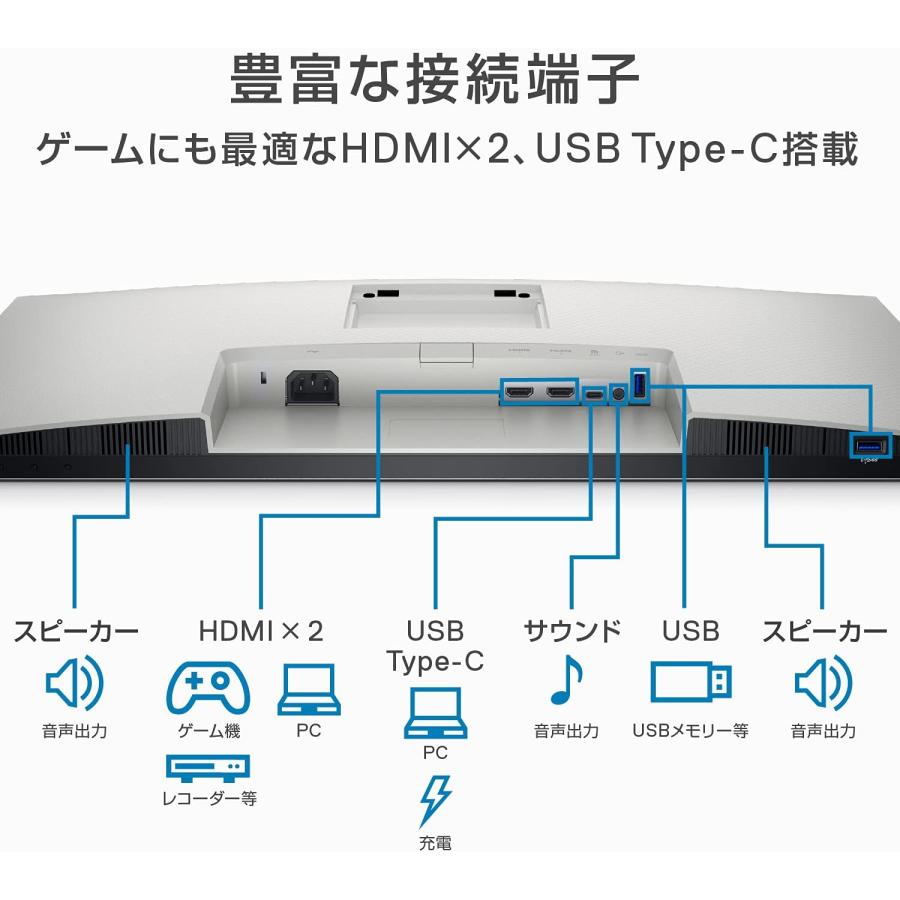 Dell S2722QC 27インチ 4K モニター ディスプレイ IPS非光沢 USB Type-C HDMIx2 sRGB 99%/縦横回転・高さ調整 4ms/AMD FreeSync スピーカー付｜sanreishop｜04