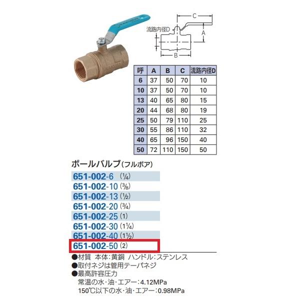 カクダイ　レバー式ボールバルブ（フルボア）651-002-50 (50A)_1