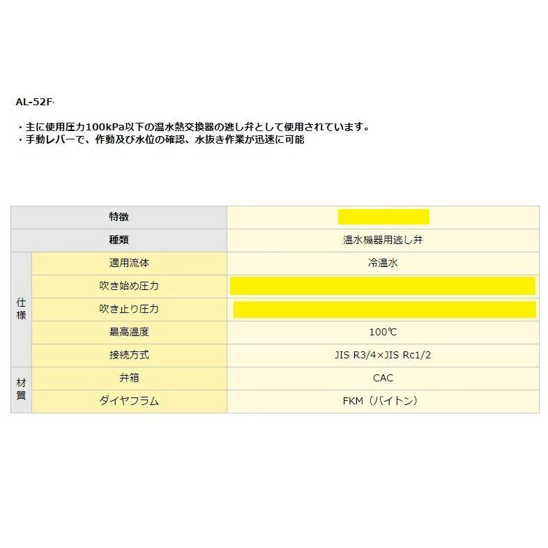 ヨシタケ 温水機器用逃し弁（安全弁）AL52F-120 高圧力型 120Kpa - 水