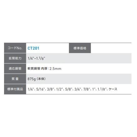 アサダ エキスパンダセット CT201 銅管の拡管工具 継手不要