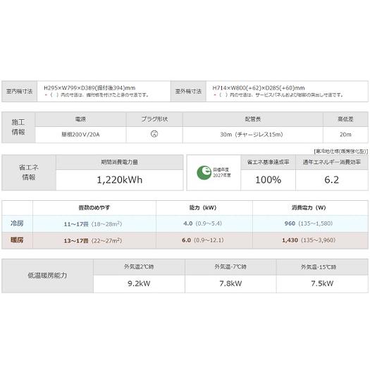霧ヶ峰 MSZ-HXV4024S-W ルームエアコン MITSUBISHI 三菱電機