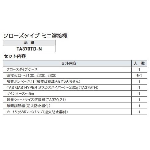 TASCO タスコ クローズタイプ ミニ溶接機 TA370TD-N 3100℃【期間限定