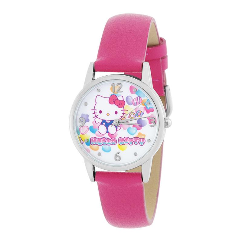 Hello Kitty レディースウォッチ ピンク CITIZEN Q&Q Hello Kitty Wrist Watch with Leather-Like Belt Pink