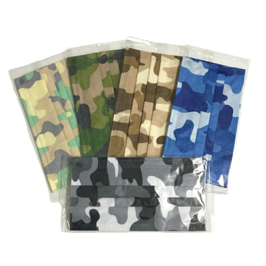 個包装迷彩マスク カモフラージュデザイン不織布マスク 使い捨てマスク