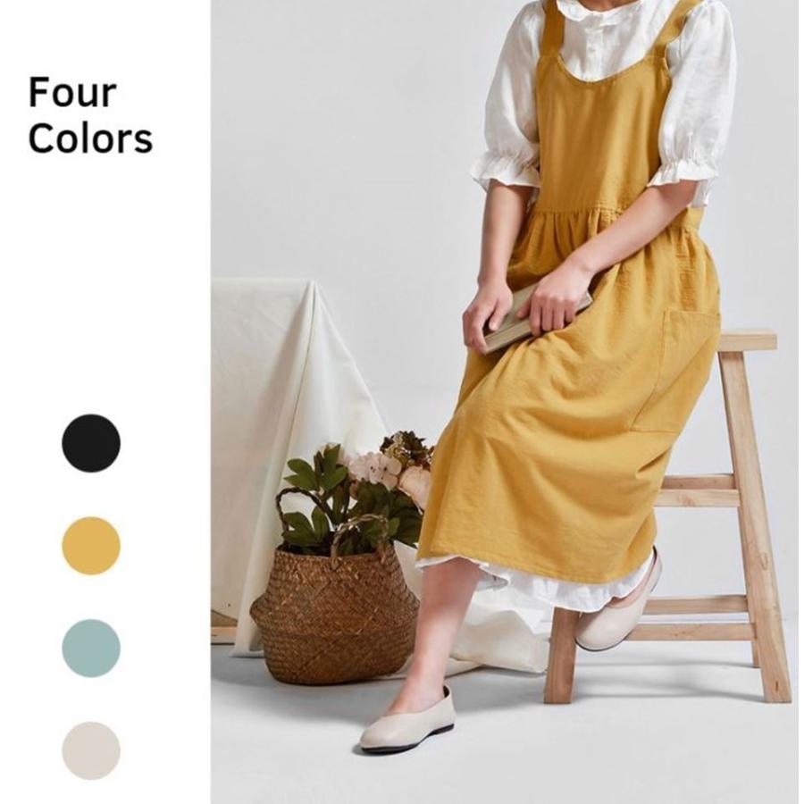 INSCRIRE アンスクリア コットンリネン エプロン ワンピース INSCRIRE アンスクリア コットンリネン エプロン ワンピース