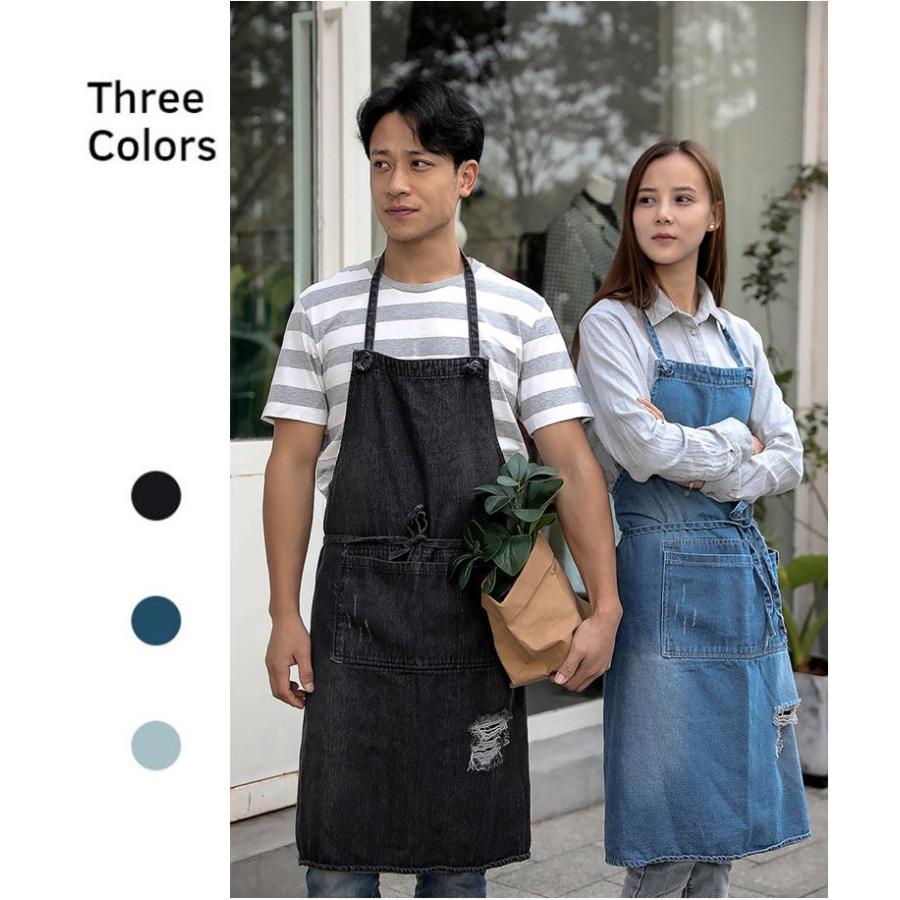 デニムエプロン おしゃれ ダメージ エプロン 首掛けエプロン ワーク
