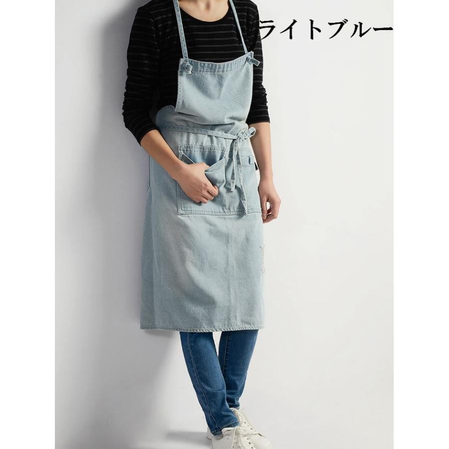 デニムエプロン おしゃれ ダメージ エプロン 首掛けエプロン ワーク