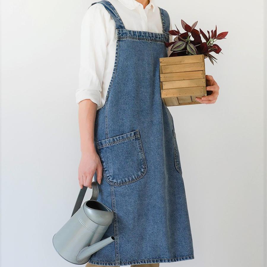 デニムエプロン おしゃれ 肩掛け エプロン かぶるエプロン