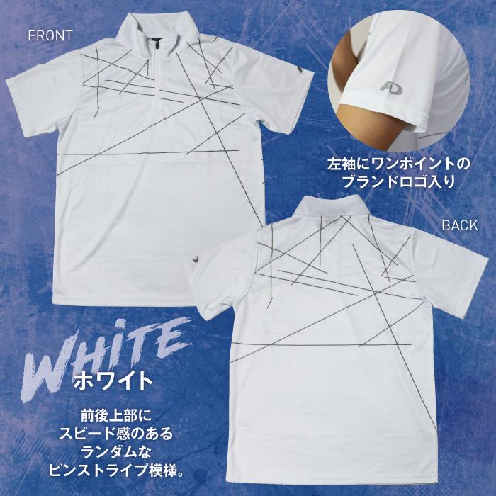 A.D.ONE（エーディーワン） ハーフジップ Tシャツ 半袖 メンズ 機能