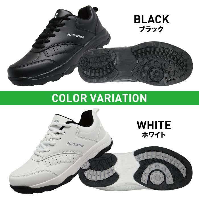 FOURSENCE ゴルフシューズ ホワイト/ブラック スパイクレス ダイヤル式ゴルフシューズ メンズ FOSN-010M – Brand