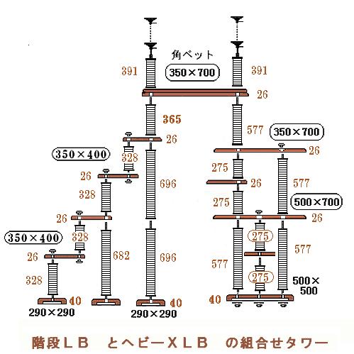 特注上がり段XLBブリッジ回路楼観[2350] 猫用品-キャットタワー