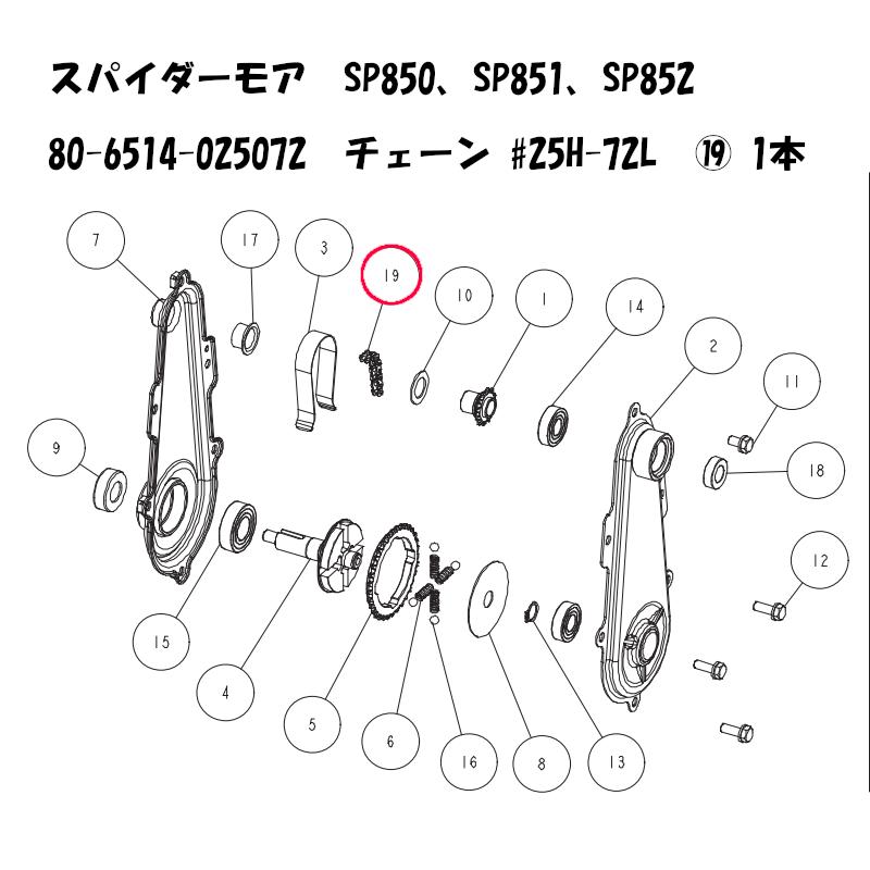 スパイダーモア SP850 SP851 SP852用　走行駆動チェーン #25H-72L｜sanseicom｜02