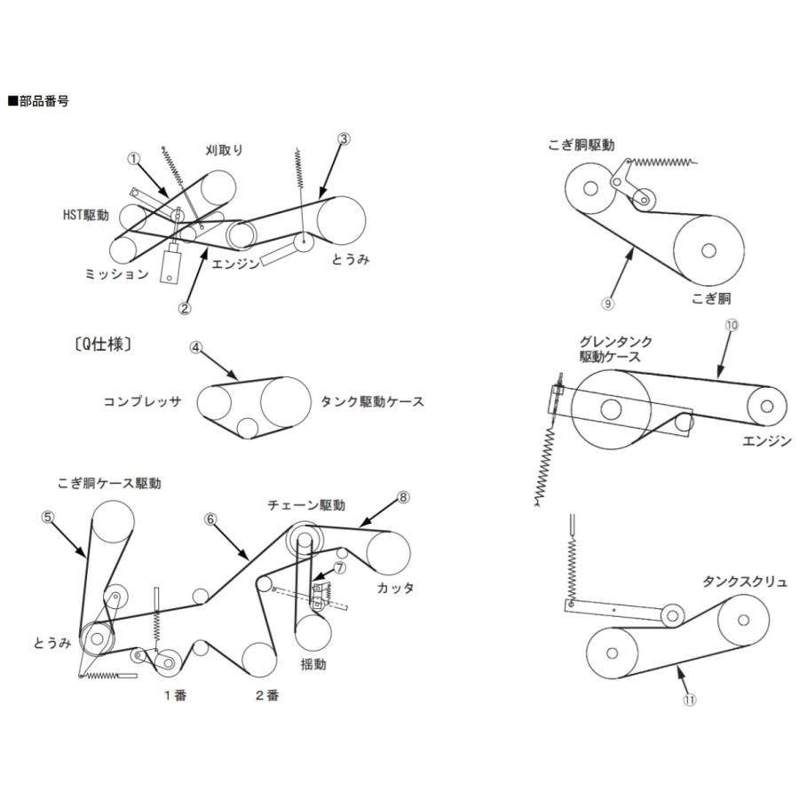 クボタコンバイン ER329用 Vベルト各種 : サンセイイーストア - 通販