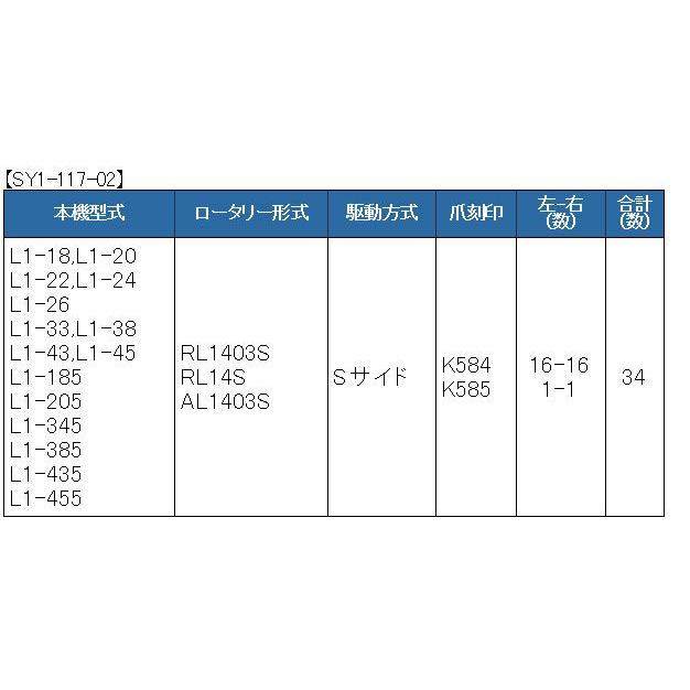 Kubota 34本組 東亜重工製 クボタ トラクター用 耕うん爪セット 1-117