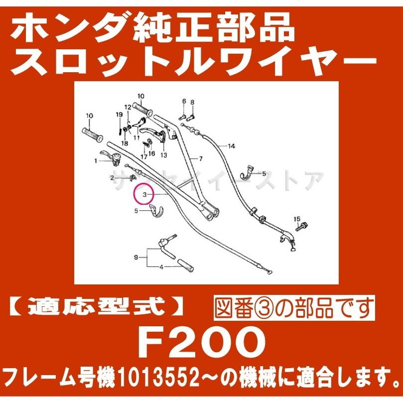 販売終了/ホンダ 耕うん機 F200※K1〜1013552以外用 スロットルワイヤー