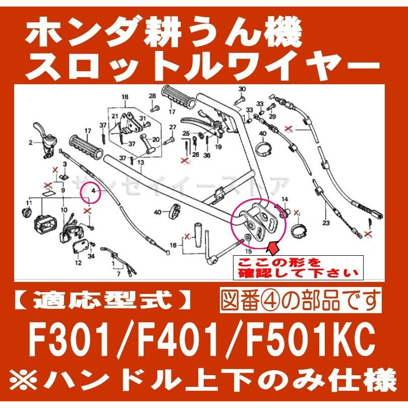 ホンダ 耕うん機 F310,F401,F501KC.SR3用 スロットルワイヤー  鉄レバー｜sanseicom｜02