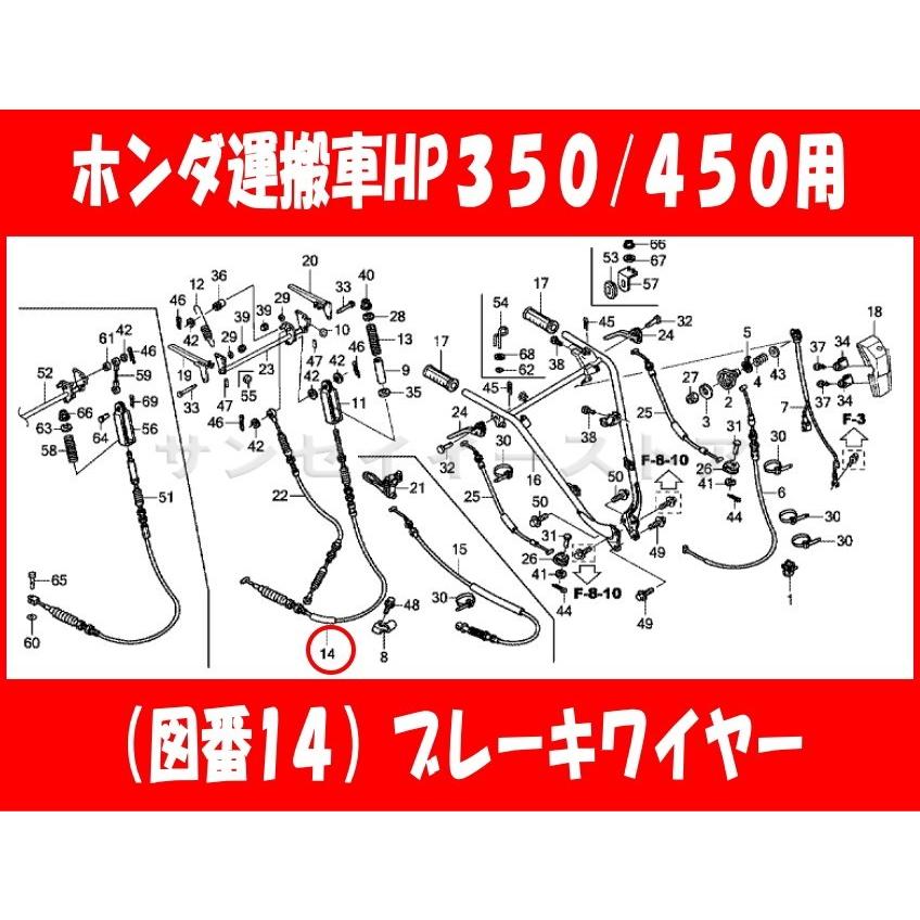 ホンダ 運搬車 HP350/450 ※P用 ブレーキワイヤー : サンセイイーストア