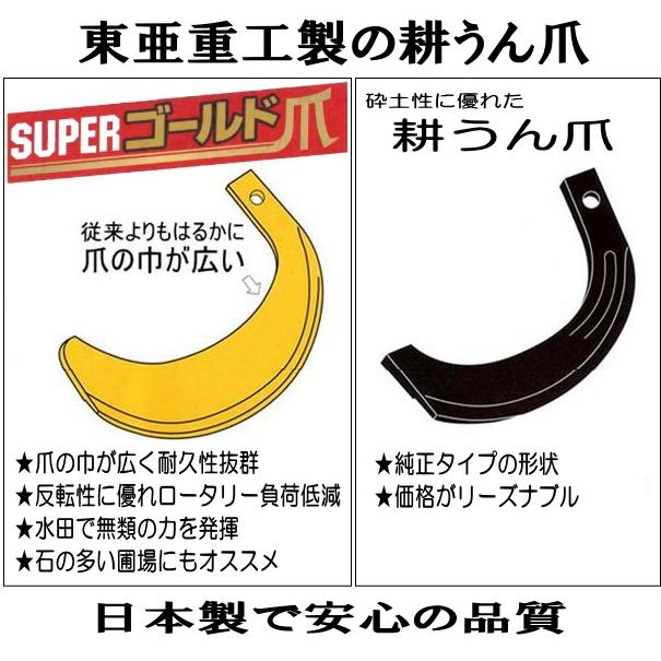 30本組　クボタ　トラクター用　スーパーゴールド爪セット　東亜61-105　耕うん爪