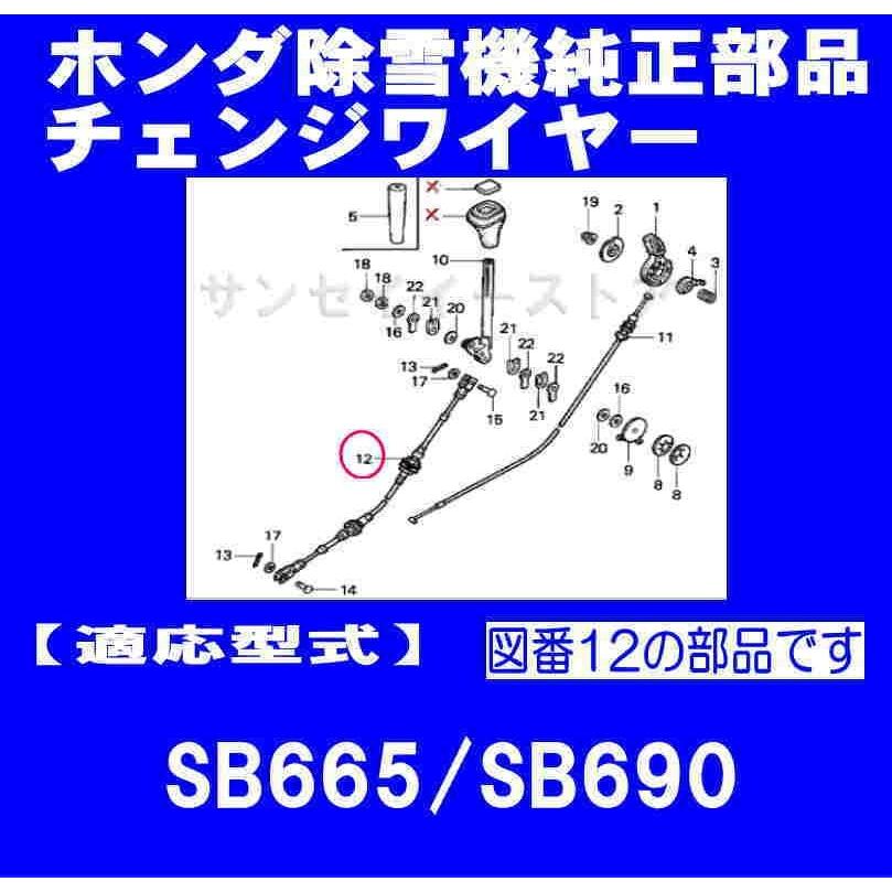 ホンダ　除雪機　SB665,SB690用　チェンジワイヤー