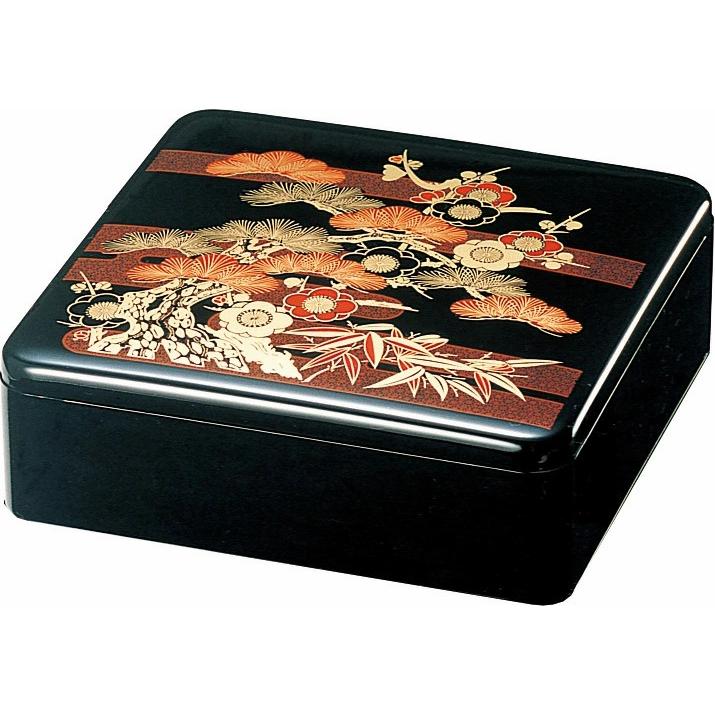 10セット 重箱 1段 ｜ 一段重 一段重箱 6.5寸重段 黒松竹梅（外寸19.6