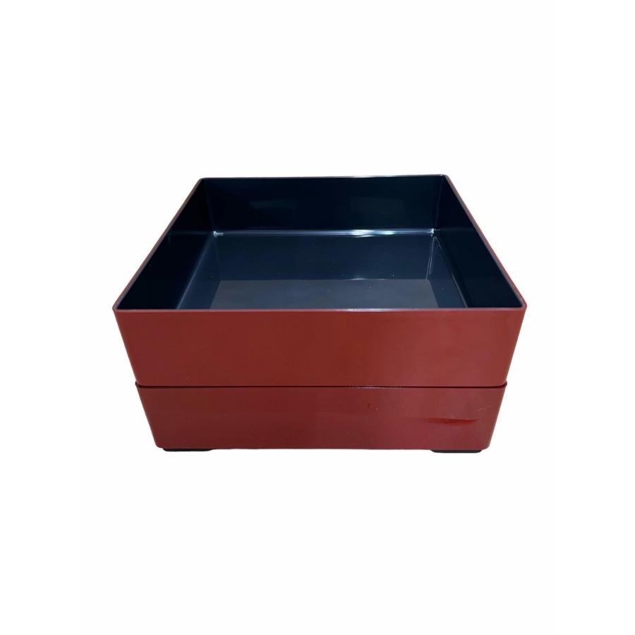 10セット　二段重 二段重箱 ｜ 6.5寸彩重2段 （外寸19.6cm角 高さ11.7cm）朱花車 福井クラフト_2