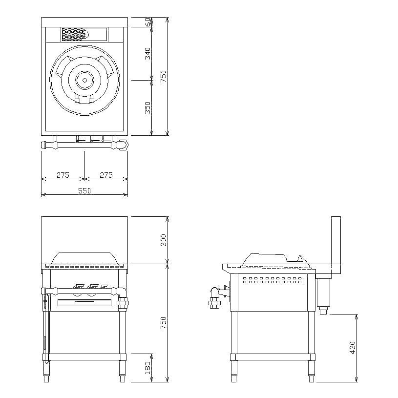 受注生産品・送料無料・代引不可】タニコー 中華レンジ TGCR-A55-U（旧 