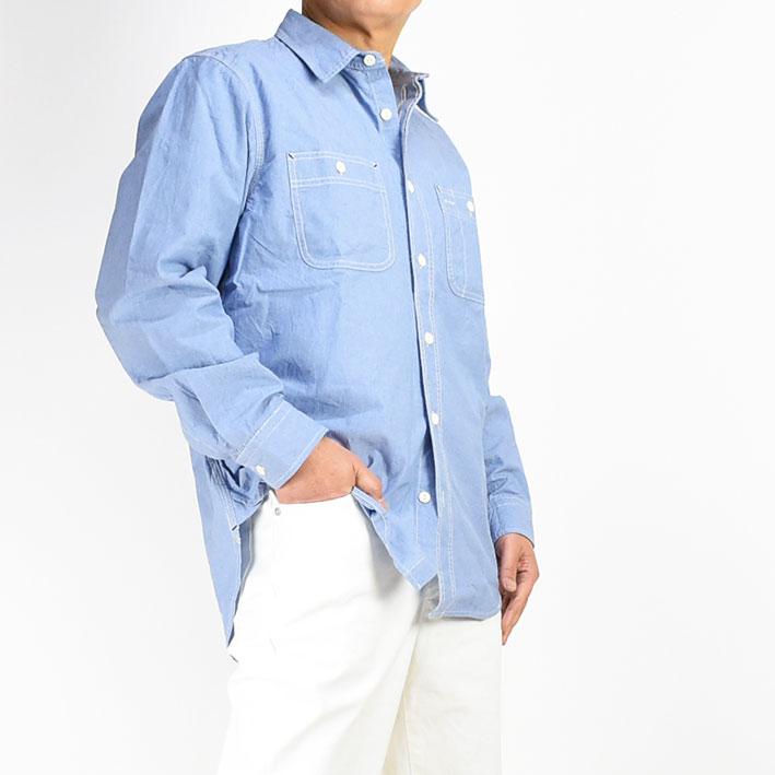 AVIREX アビレックス シャンブレーワークシャツ CHAMBRAY WORK SHIRTS 長袖シャツ ミリタリー デイリーウエア メンズ 783-3920003｜sanshin｜06