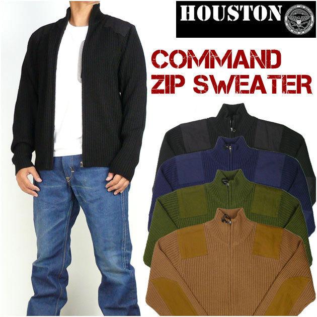 HOUSTON ヒューストン メンズ コマンド ジップセーター ミリタリー 