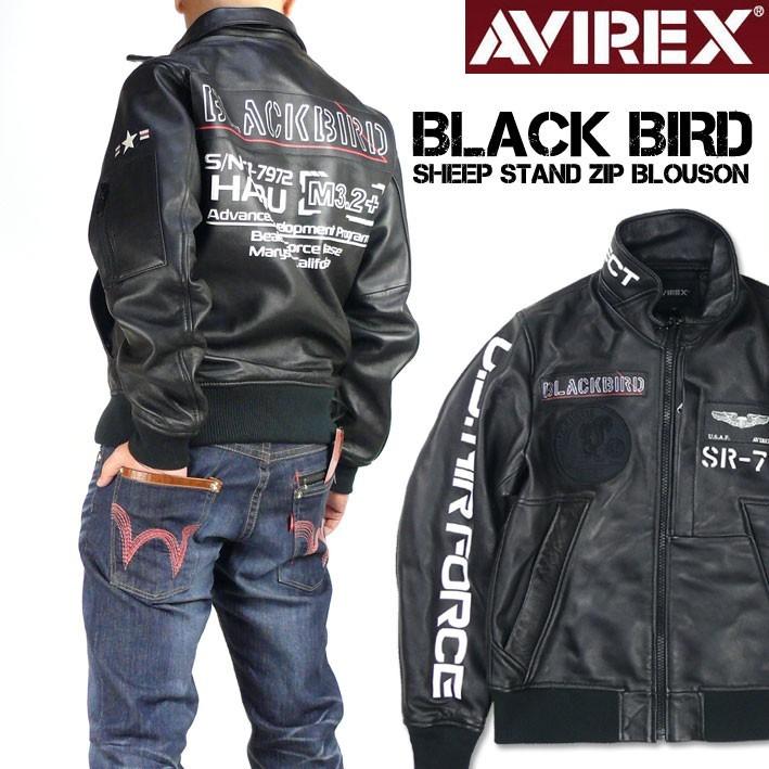 AVIREX アビレックス レザージャケット BLACK BIRD シープスタンド 
