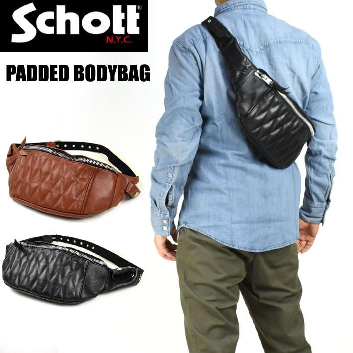 Schott N.Y.C ショット パデッド レザー ボディバッグ PADDED Schott N.Y.C ショット パデッド レザー ボディバッグ PADDED