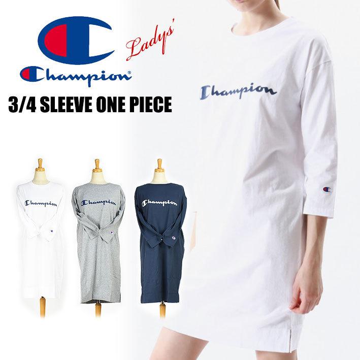 セール Champion チャンピオン レディース ロゴプリント 7分袖ワンピース 3 4スリーブ ロングtシャツ Cw N403 Cw N403 Jeans Sanshin 通販 Yahoo ショッピング